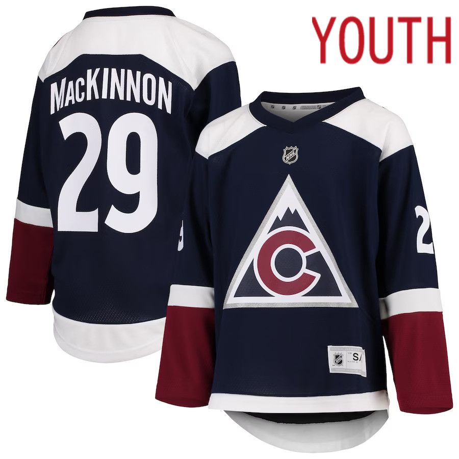 Youth Colorado Avalanche 29 Nathan MacKinnon Navy Alternate Replica Player NHL Jersey